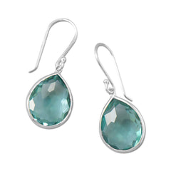 Pear Shape Freeform Faceted Hydro Quartz Drop Earrings