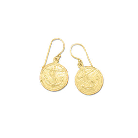 14 Karat Gold Plated Anchor Earrings