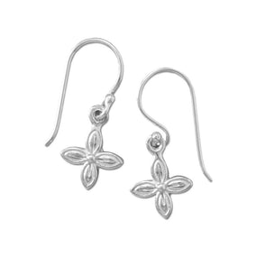 Rhodium Plated Flower Petal Earrings