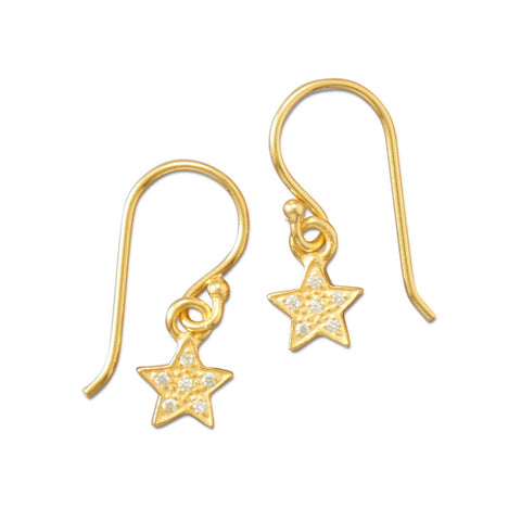 14 Karat Gold Plated Pave CZ Star Earrings
