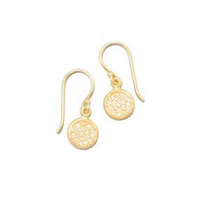 14K Gold Plated Pave CZ Disc Earrings