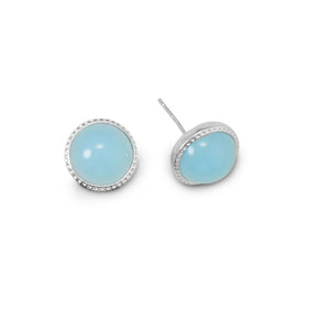 Blue Glass Button Earrings