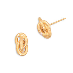 14 Karat Gold Plated Earrings with Triple Link Knot Design