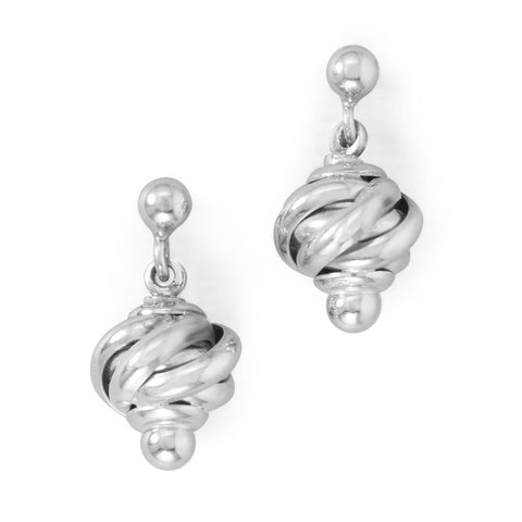 Rhodium Plated Lantern Bead Earrings