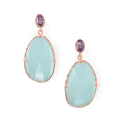 14 Karat Rose Gold Plated Chalcedony Drop Earrings