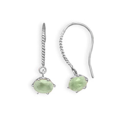 Rhodium Plated Prehnite Drop Earrings