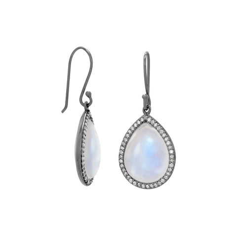 Midnight Collection Drop Earrings With Gray Diamonds