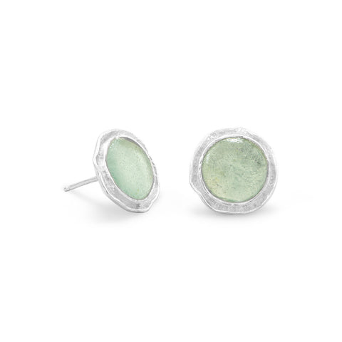 Round Polished Edge Roman Glass Earrings