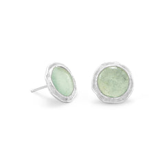 Round Polished Edge Roman Glass Earrings