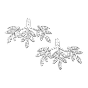 Rhodium Plated Signity CZ Earring Backs in Branch Design