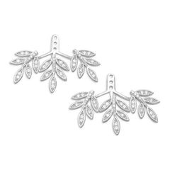Rhodium Plated Signity CZ Earring Backs in Branch Design
