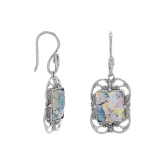 Ornate Oxidized Roman Glass Earrings