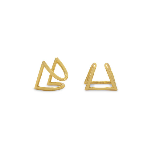 18 Karat Gold Plated Tri Squeeze Style Earrings