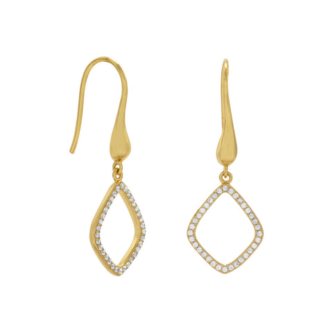 18 Karat Gold Plated Signity CZ Kite Design Drop Earrings