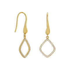 18 Karat Gold Plated Signity CZ Kite Design Drop Earrings