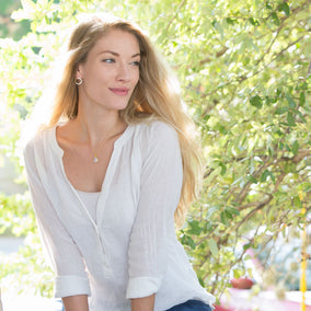 14 Karat Gold Plated Rainbow Moonstone and Gray Diamond Pendant