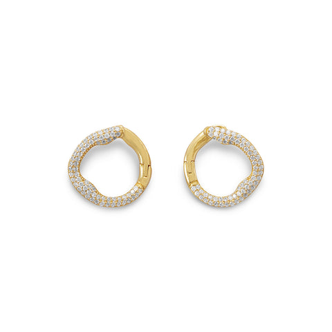 18 Karat Gold Plated Signity CZ Hinged Post Earrings