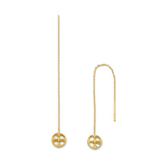 14 Karat Gold Plated Threader Earrings with Round Cut Out Ends