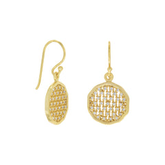 14 Karat Gold Plated Round Cut Out CZ Earrings
