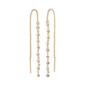 Pink Opal Bead Threader Earrings