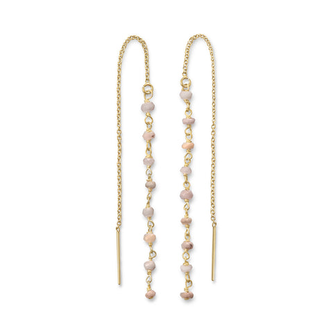 Pink Opal Bead Threader Earrings