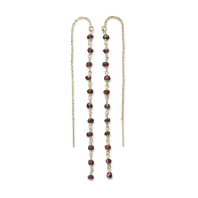Garnet Bead Threader Earrings