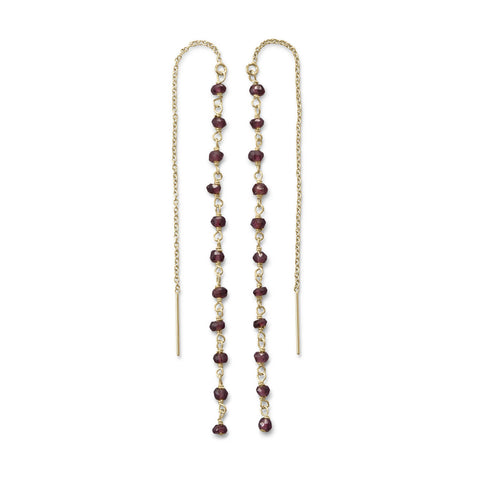 Garnet Bead Threader Earrings