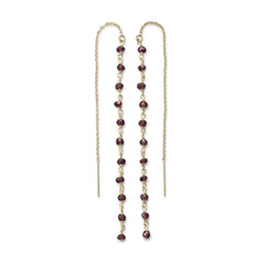 Garnet Bead Threader Earrings