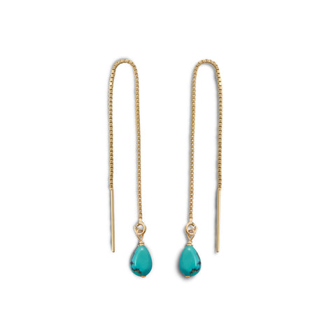 Turquoise Bead Threader Earrings