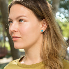 Mismatch Synthetic Opal and Spike Front Back Earrings