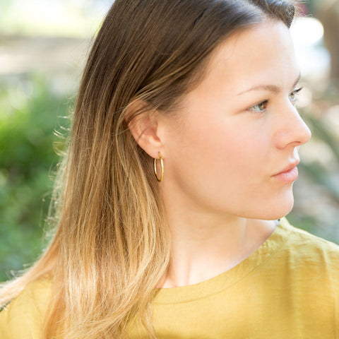 Mismatch Gold Filled Hoop and Cultured Freshwater Pearl Threader Earrings
