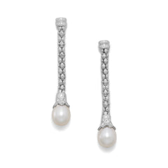 Rhodium Plated Coreana and Cultured Freshwater Pearl Drop Earrings