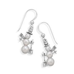 Cultured Freshwater Pearl Snowman Earrings