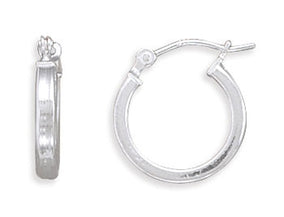 2mm x 14mm Square Tube Hoop Earrings