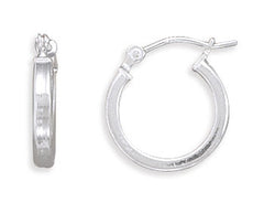 2mm x 14mm Square Tube Hoop Earrings