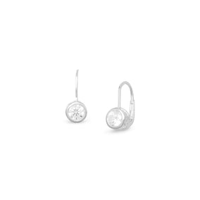 Bezel CZ Lever Earrings