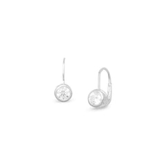 Bezel CZ Lever Earrings