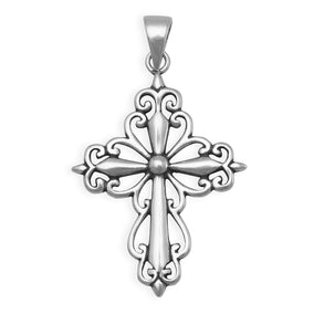 Oxidized Cut Out Cross Pendant