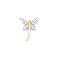 Rhodium Plated Silver/14K Gold Plated CZ Dragonfly Slide