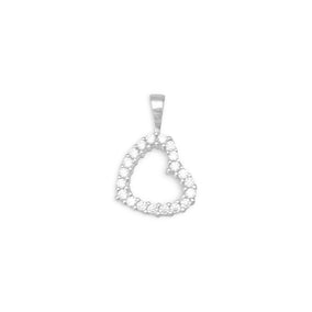 Rhodium Plated Cut Out CZ Heart Pendant