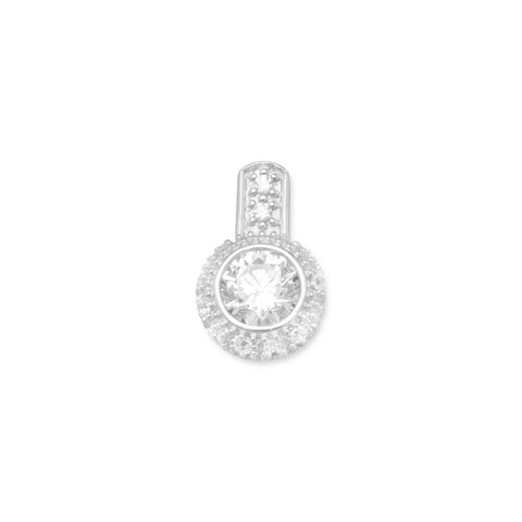 Rhodium Plated 6mm Round CZ/Pave Edge Slide