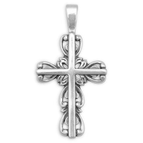 Cross with Scroll Outline