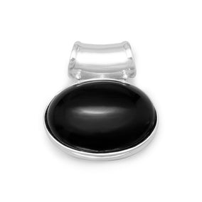 Reversible Oval Black Onyx/White Glass Cat's Eye Slide