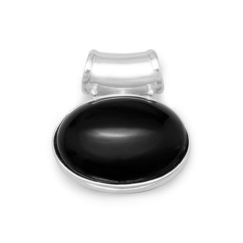 Reversible Oval Black Onyx/White Glass Cat's Eye Slide
