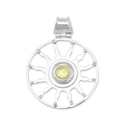 Round Peridot Cabochon Sun Design Slide