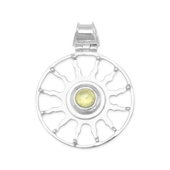 Round Peridot Cabochon Sun Design Slide