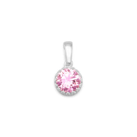 Round Pink CZ Pendant