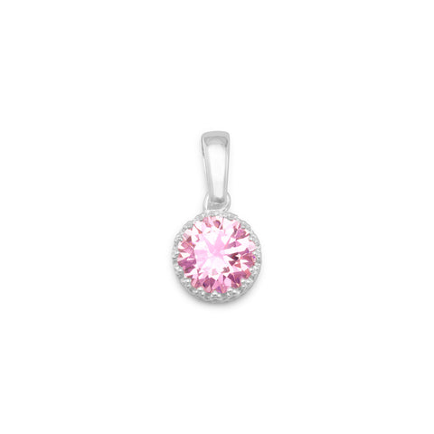 Round Pink CZ Pendant