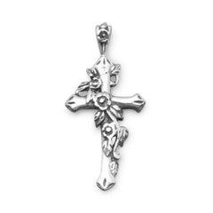Cross with Floral/Vine Design Pendant