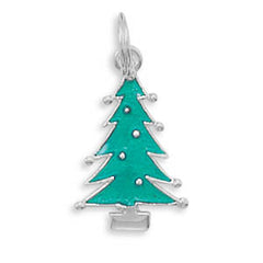 Green Enamel Christmas Tree Charm